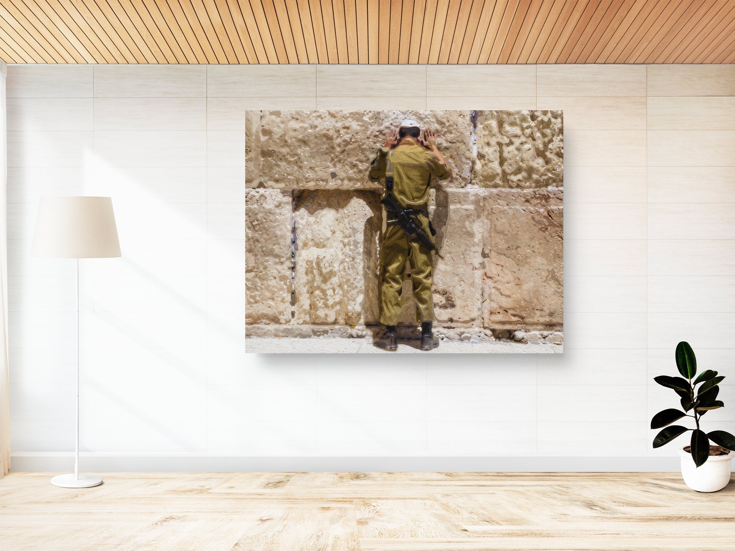IDF Soldier Praying at the Kotel: Jerusalem Western Wall Painting