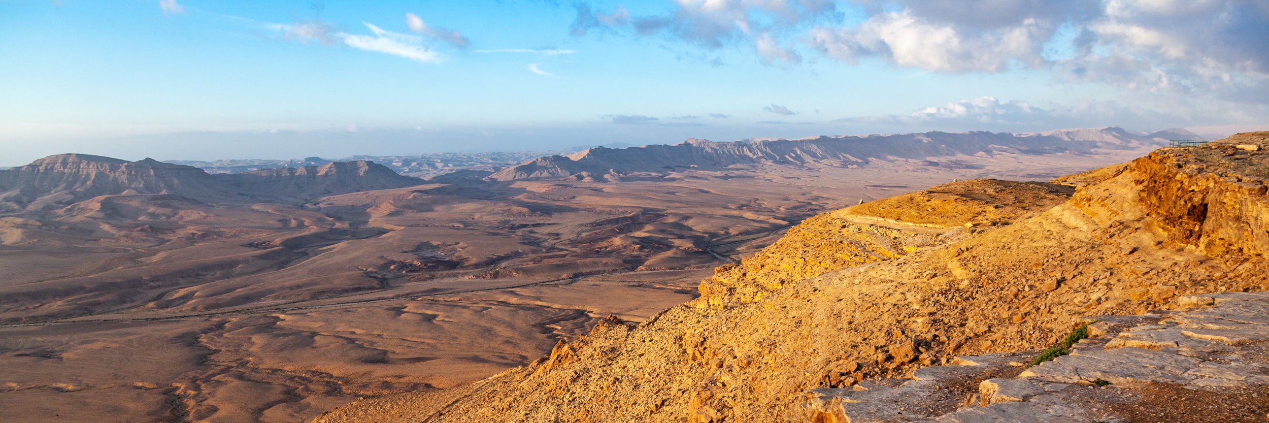 Panoramic Ramon Crater Israeli Negev Desert Mountain Sunrise Landscape — Holy Land View Photography