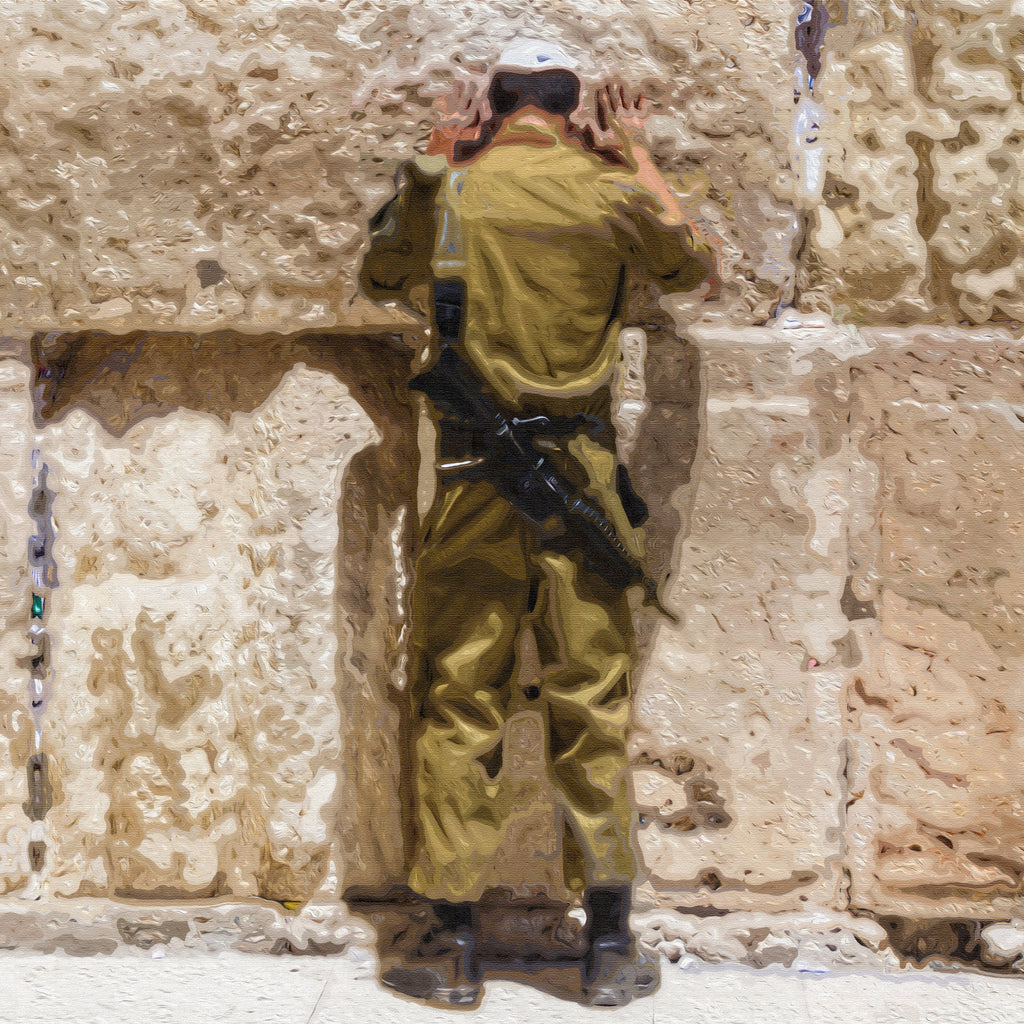 IDF Soldier Praying at the Kotel: Jerusalem Western Wall Painting