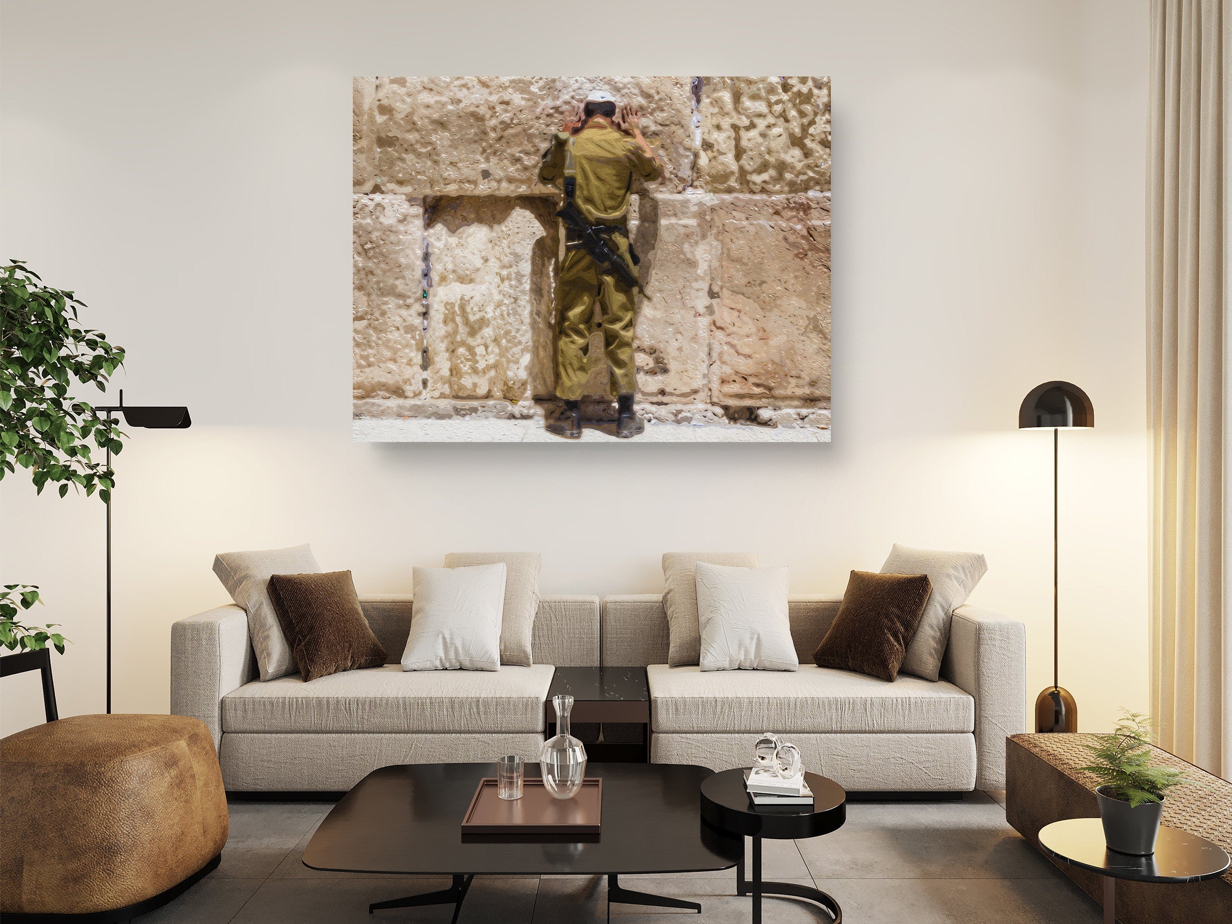 IDF Soldier Praying at the Kotel: Jerusalem Western Wall Painting