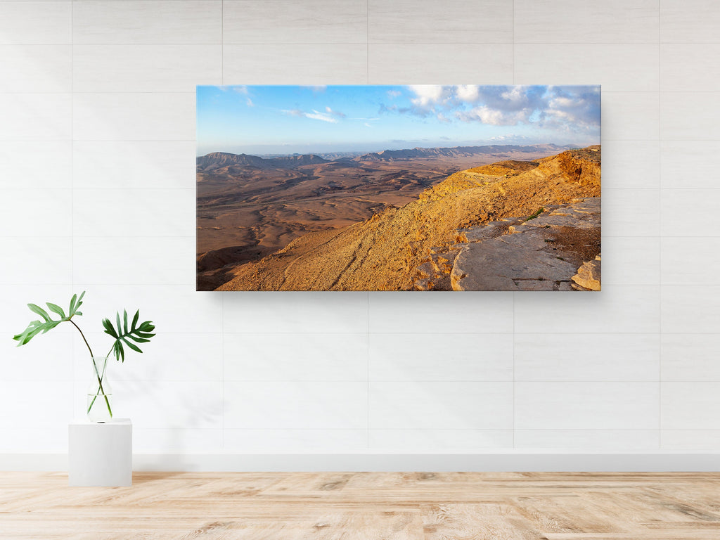 Panoramic Ramon Crater Israeli Negev Desert Mountain Sunrise Landscape — Holy Land View Photography