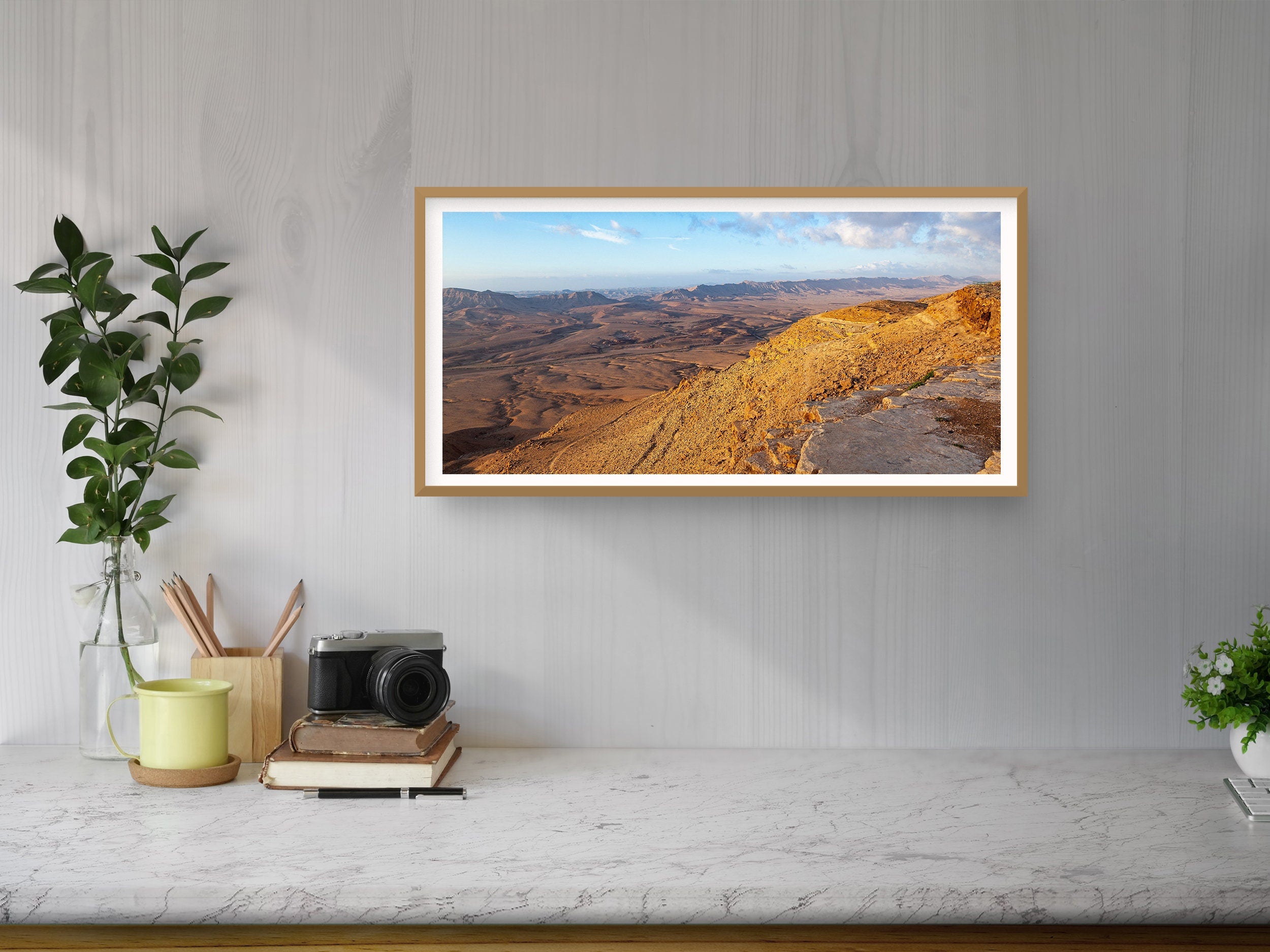 Panoramic Ramon Crater Israeli Negev Desert Mountain Sunrise Landscape — Holy Land View Photography