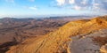 Panoramic Ramon Crater Israeli Negev Desert Mountain Sunrise Landscape — Holy Land View Photography