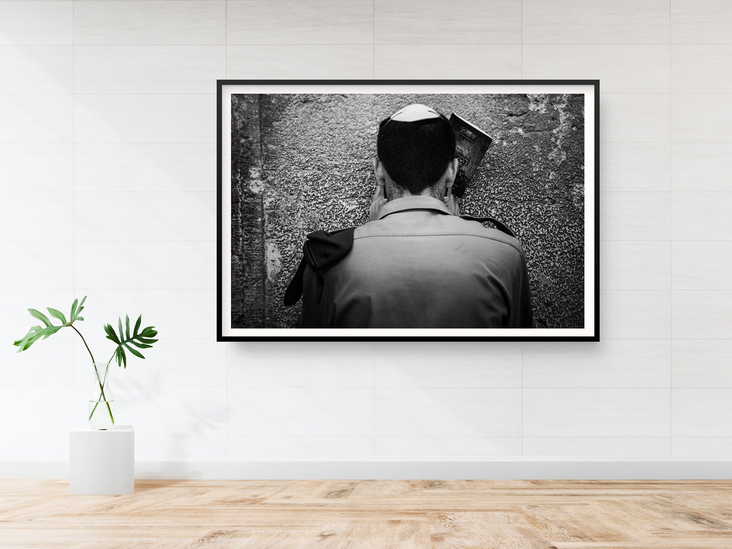 Jewish Tsahal Soldier Praying at the Kotel Western Wall