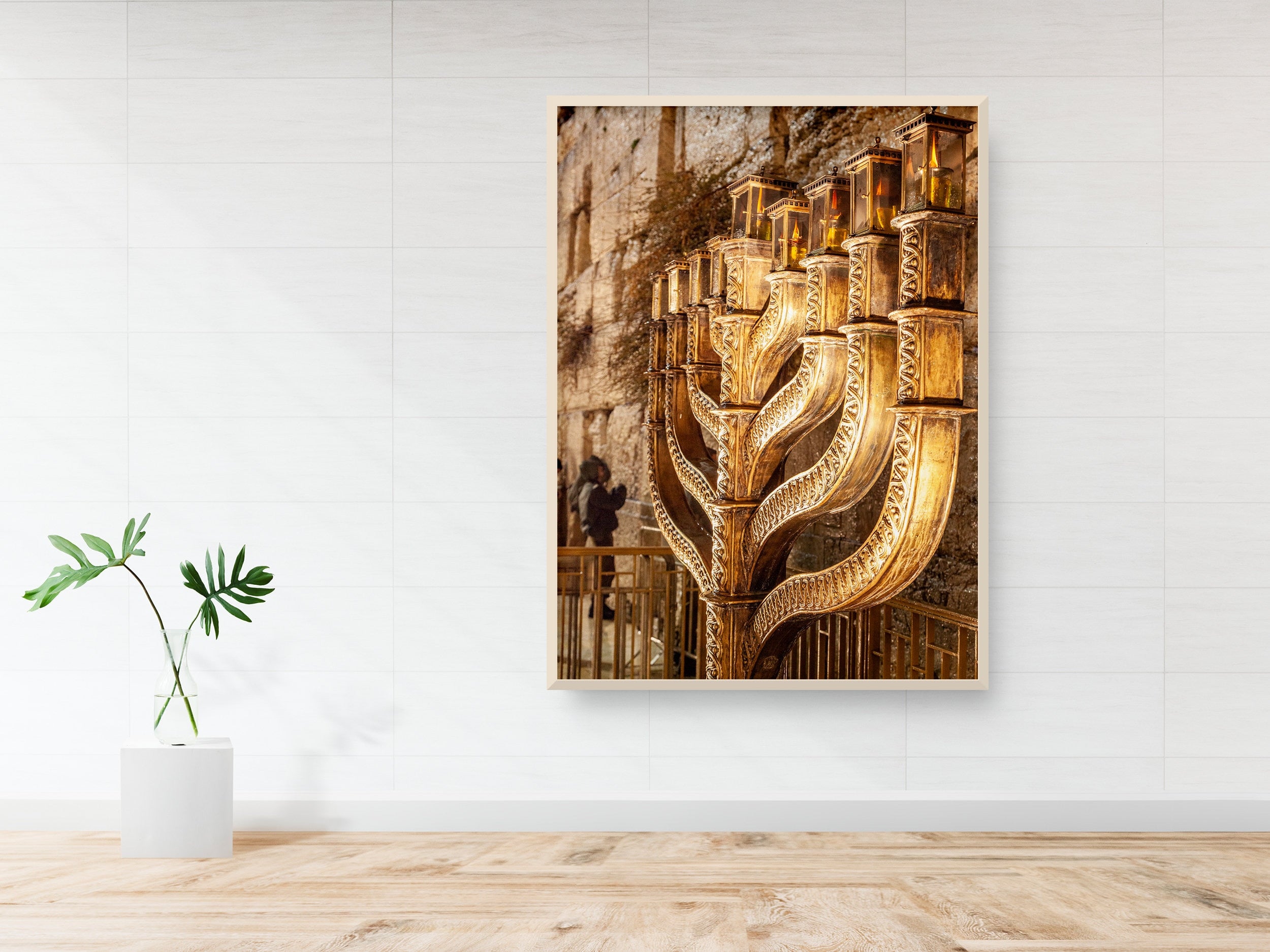 Kotel Golden Hanukkiah with Prayers — Jerusalem Western Wall (Kosel)