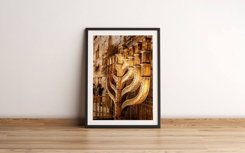 Kotel Golden Hanukkiah with Prayers — Jerusalem Western Wall (Kosel)