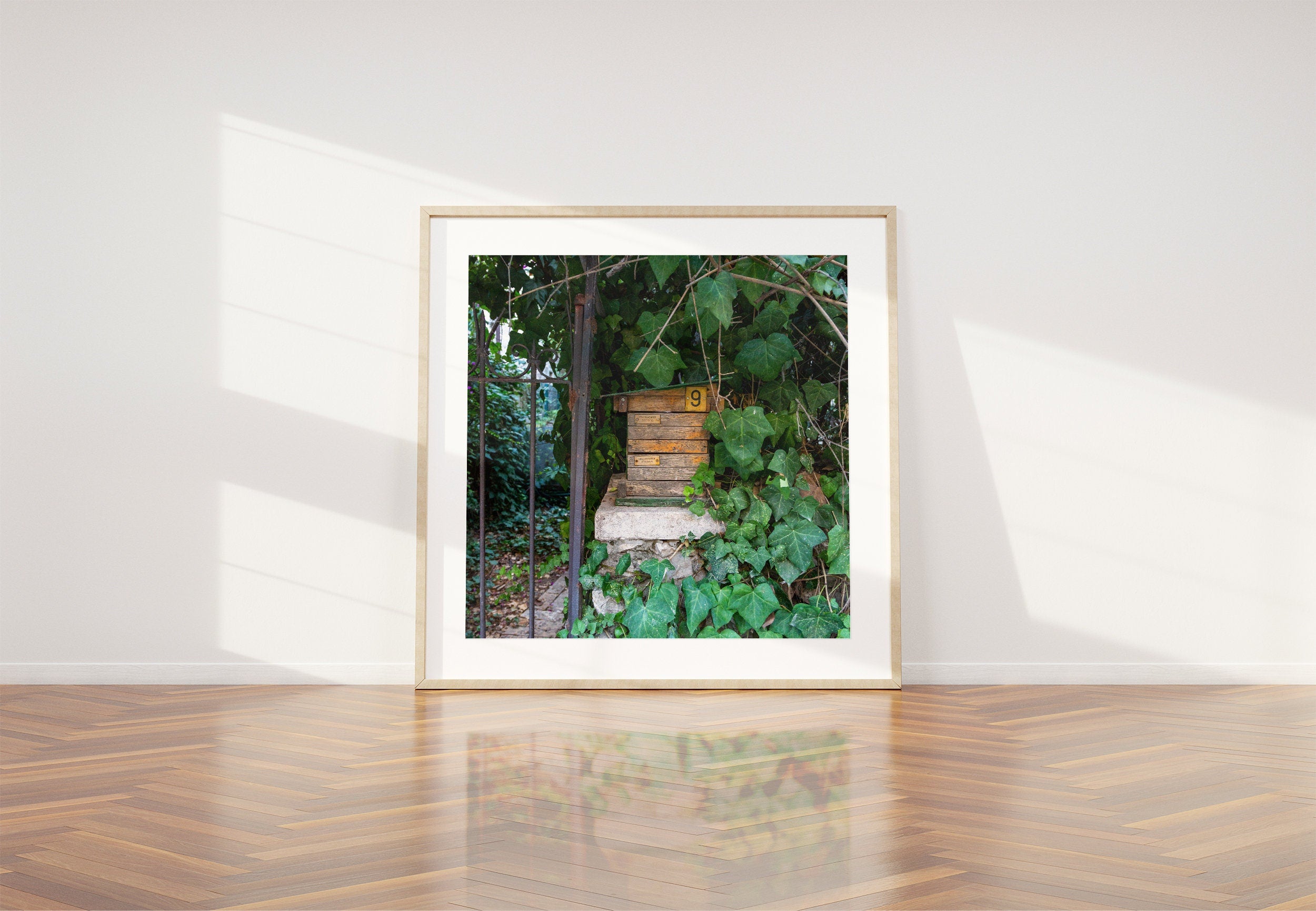 Vintage Jerusalem Old Wooden Mail Box with Green Ivy
