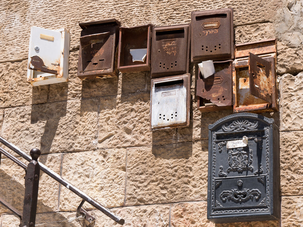 Israeli Holy Land Vintage Old Mail Boxes & Jerusalem Stones
