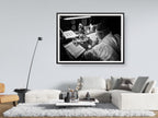Black & White Torah Scribe Wall Art: Sofer Stam Writing Bible on Parchment, Masada Synagogue