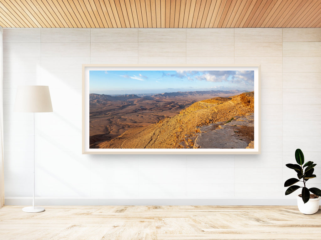 Panoramic Ramon Crater Israeli Negev Desert Mountain Sunrise Landscape — Holy Land View Photography