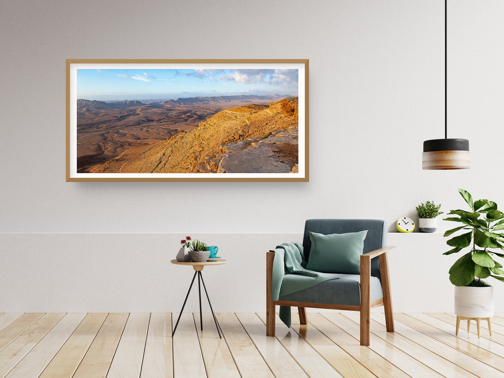 Panoramic Ramon Crater Israeli Negev Desert Mountain Sunrise Landscape — Holy Land View Photography