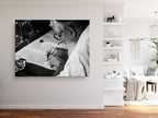 Black & White Torah Scribe Art: Masada Synagogue, Israeli Jewish Parchment Scroll