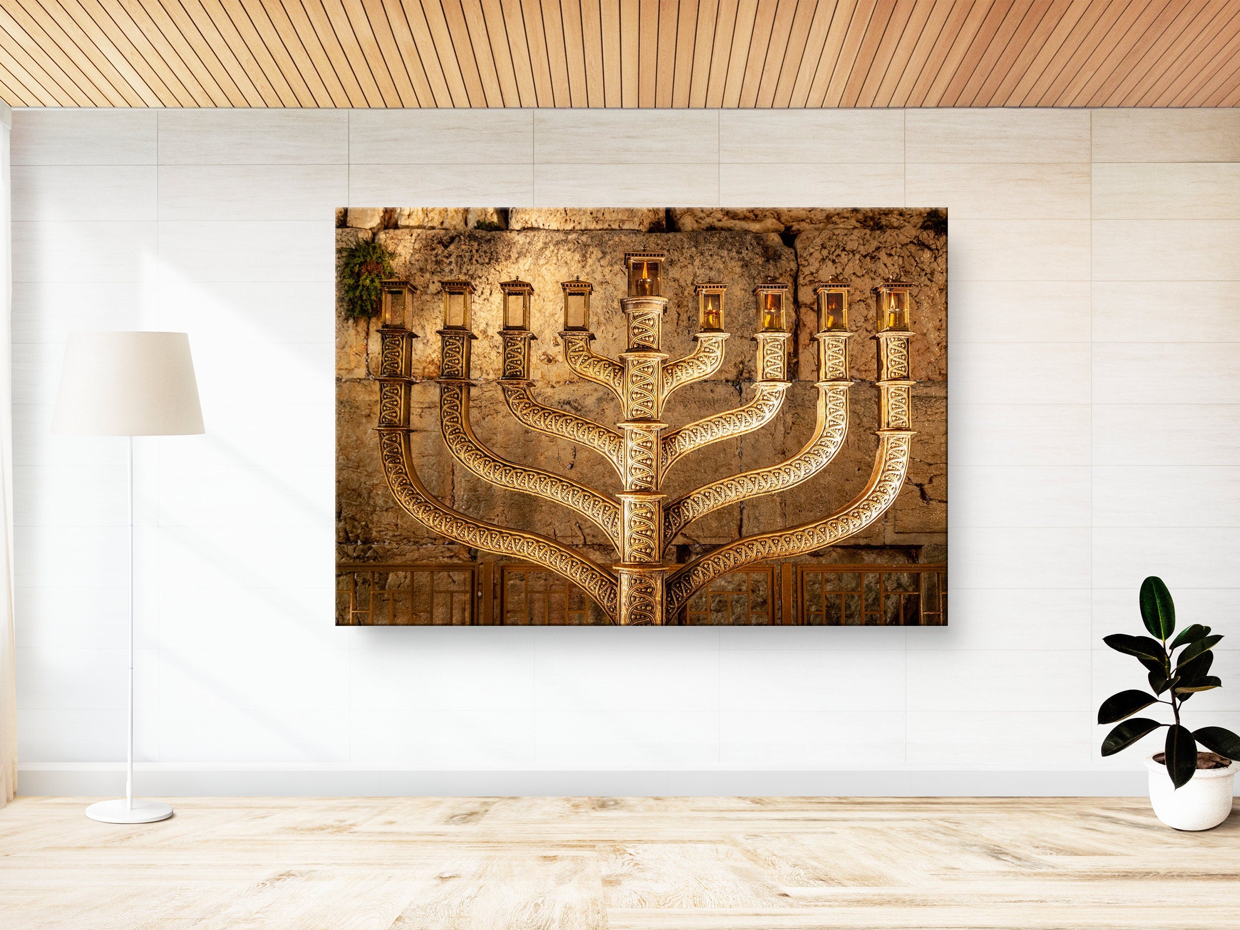 Golden Hanukkiah at the Kotel — Western Wall (Kosel)
