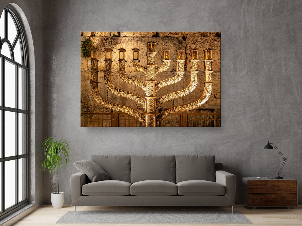 Golden Hanukkiah at the Kotel — Western Wall (Kosel)