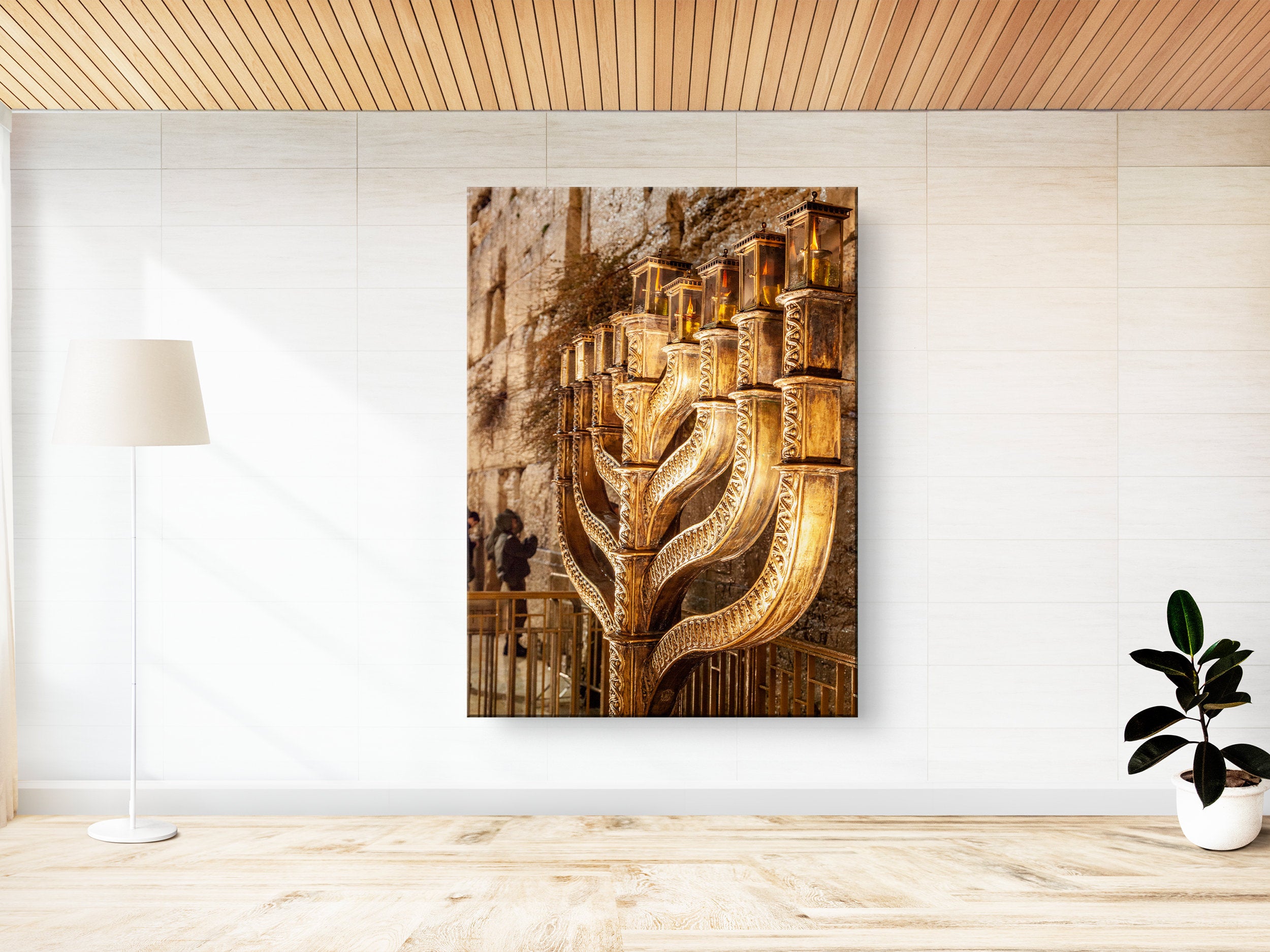 Kotel Golden Hanukkiah with Prayers — Jerusalem Western Wall (Kosel)