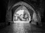 Old Man in a Old City Pedestrian Street — Black and White Jerusalem Wall Wart
