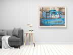 Turquoise Tzedaka Box Photo Print: Vintage Jewish Wall Art, Tzfat Safed Israel