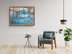 Turquoise Tzedaka Box Photo Print: Vintage Jewish Wall Art, Tzfat Safed Israel
