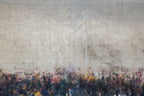 Jerusalem Kotel Western Wall Abstract Painting — Jewish Men Praying at the Kosel with Blue & White Israeli Flag