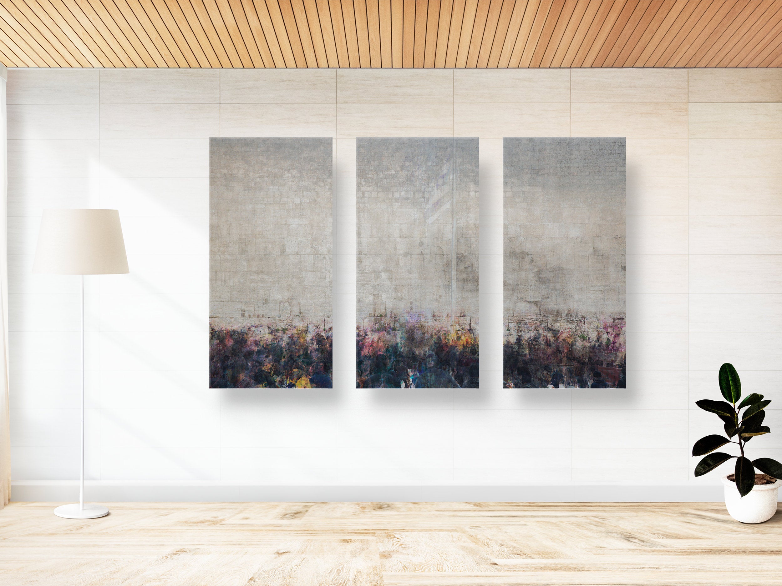 Kotel Western Wall Art: Abstract Triptych Impressionist Painting Print