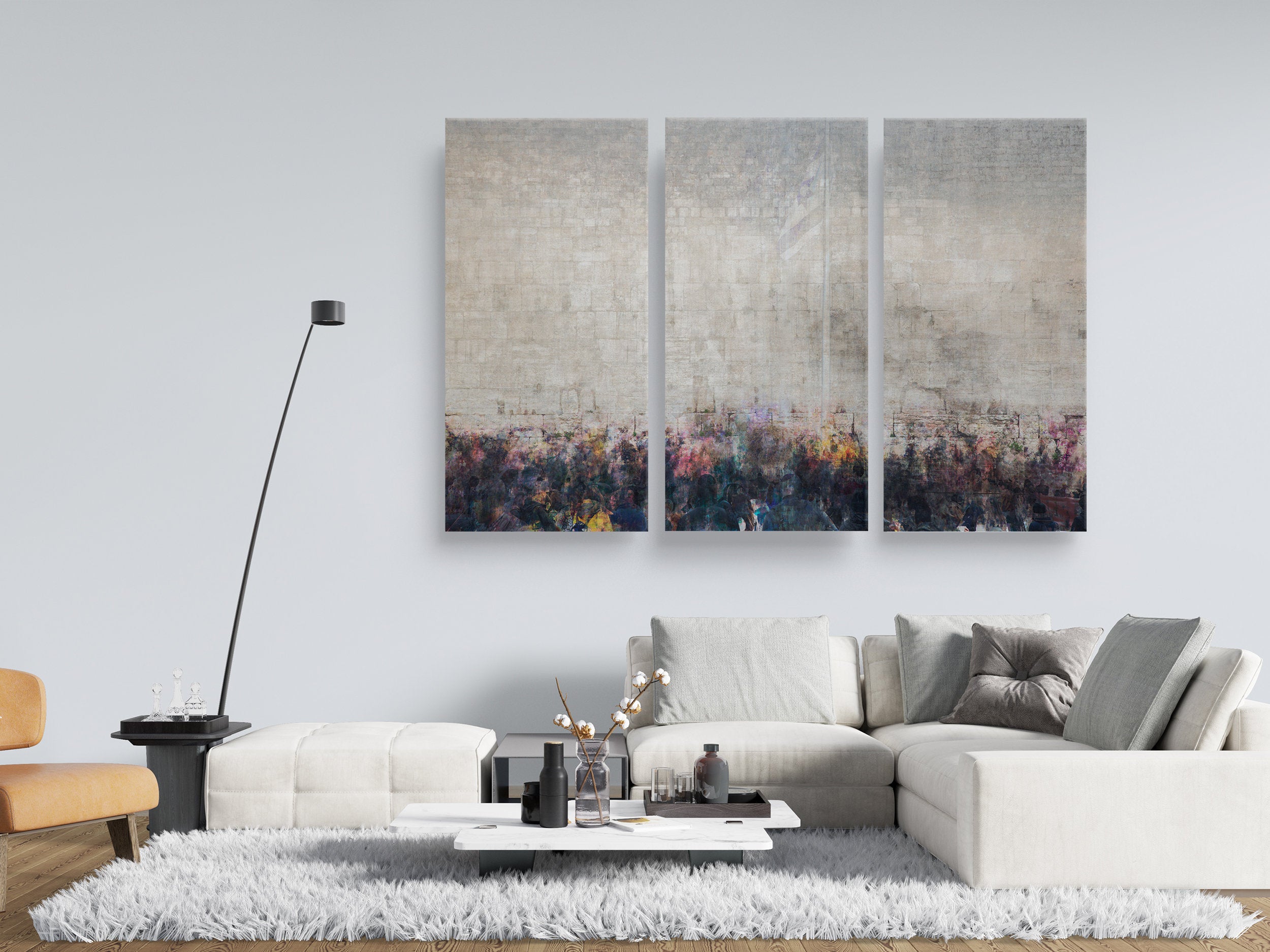 Kotel Western Wall Art: Abstract Triptych Impressionist Painting Print