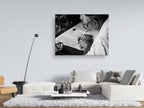 Black & White Torah Scribe Art: Masada Synagogue, Israeli Jewish Parchment Scroll