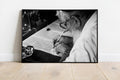 Black & White Torah Scribe Art: Masada Synagogue, Israeli Jewish Parchment Scroll