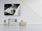 Black & White Torah Scribe Art: Masada Synagogue, Israeli Jewish Parchment Scroll