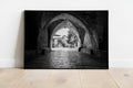 Old Man in a Old City Pedestrian Street — Black and White Jerusalem Wall Wart