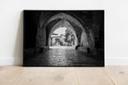 Old Man in a Old City Pedestrian Street — Black and White Jerusalem Wall Wart
