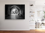 Old Man in a Old City Pedestrian Street — Black and White Jerusalem Wall Wart