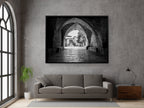 Old Man in a Old City Pedestrian Street — Black and White Jerusalem Wall Wart