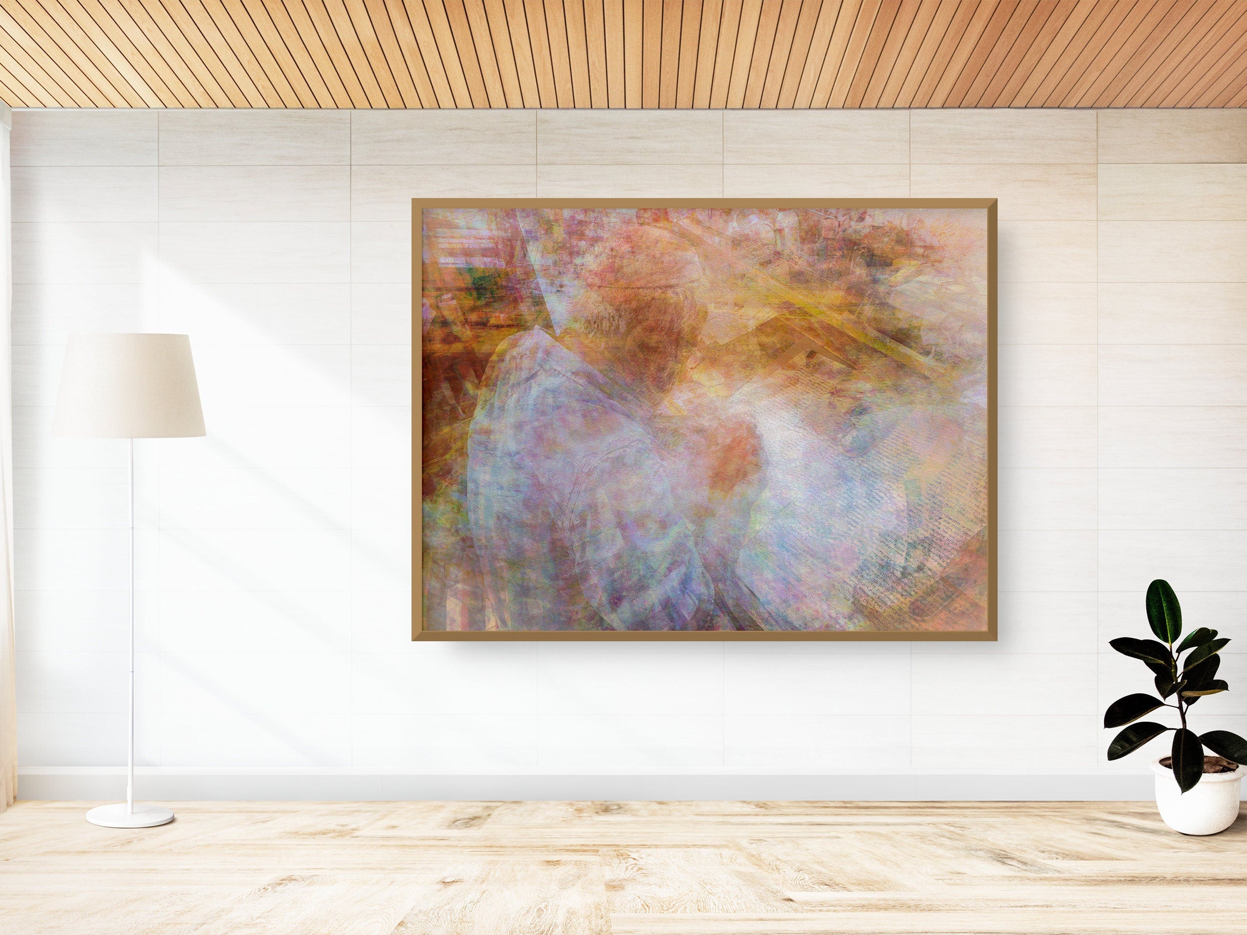 Scribe Rabbi Writing Torah Old Bible Scroll — Colorful Jewish Wall Art Impressionist Painting