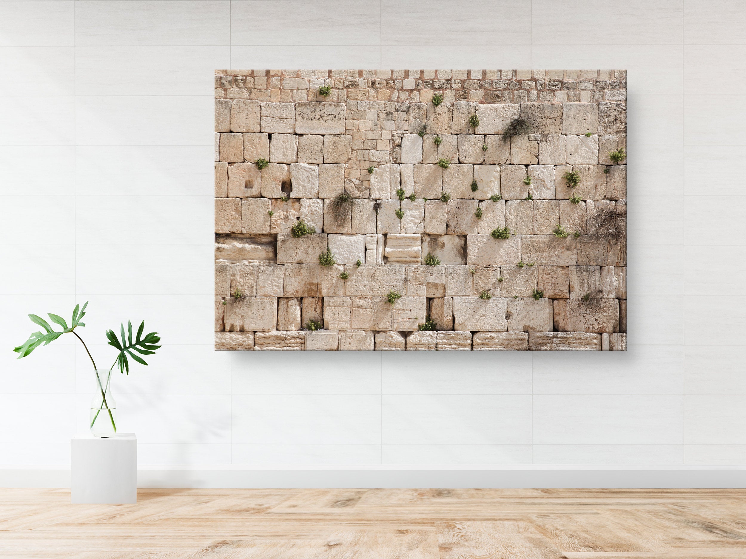 Jewish Kotel Wall Art Print - Green Vegetation on the Western Wall