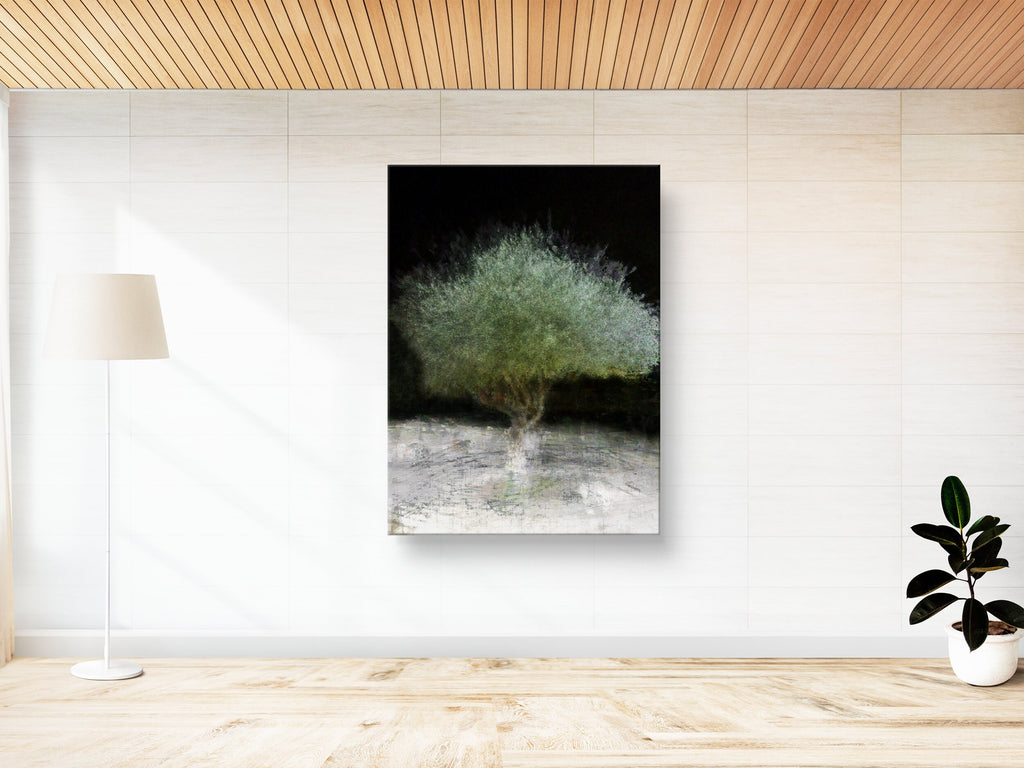 The Green Olive Tree Impressionist Painting by Night - National Tree of the Holy Land Israel - 7 Species of Israel
