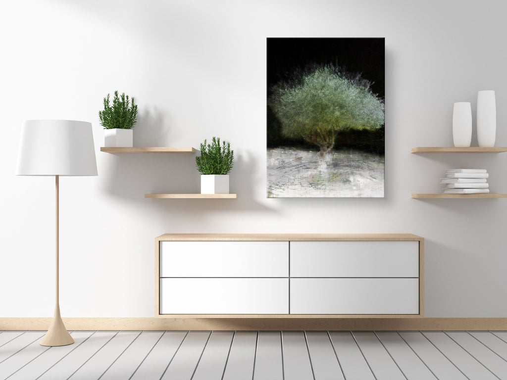 The Green Olive Tree Impressionist Painting by Night - National Tree of the Holy Land Israel - 7 Species of Israel