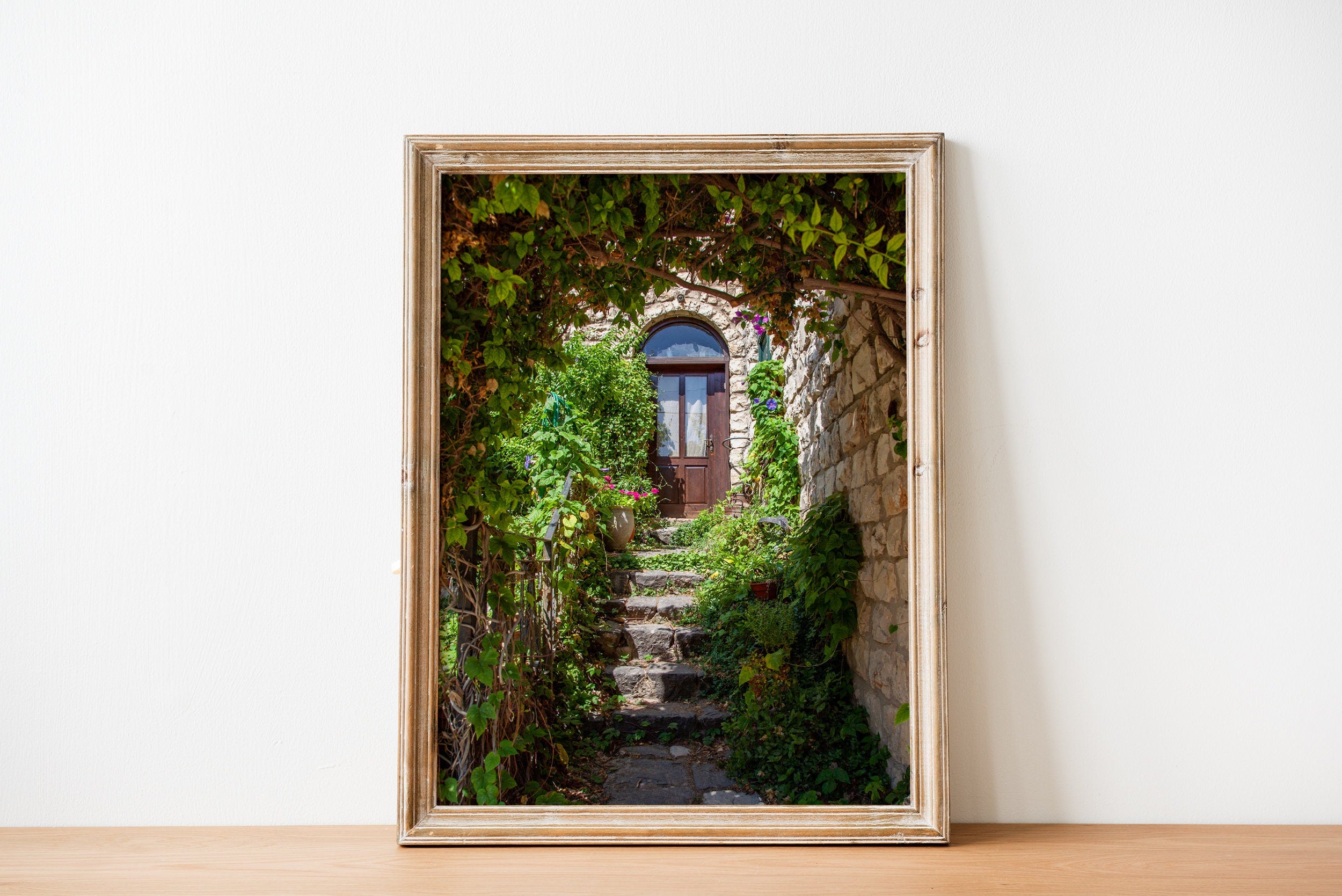 Garden Door Entrance with Flowers and Ivy — Israeli Typical House at Rosh Pina