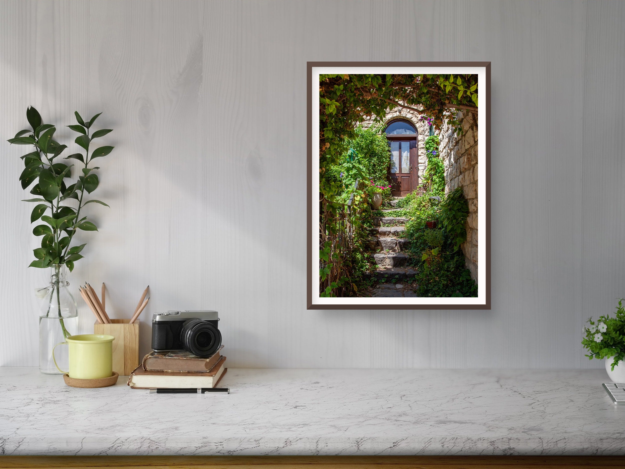 Garden Door Entrance with Flowers and Ivy — Israeli Typical House at Rosh Pina
