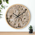 Jerusalem Kotel Western Wall Clock — Wooden Wall Clock with Western Wall Background