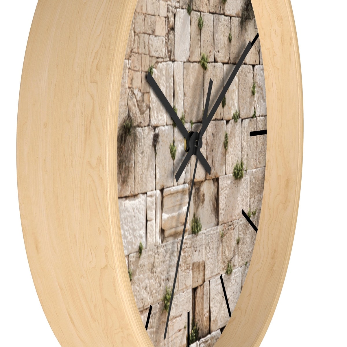 Jerusalem Kotel Western Wall Clock — Wooden Wall Clock with Western Wall Background
