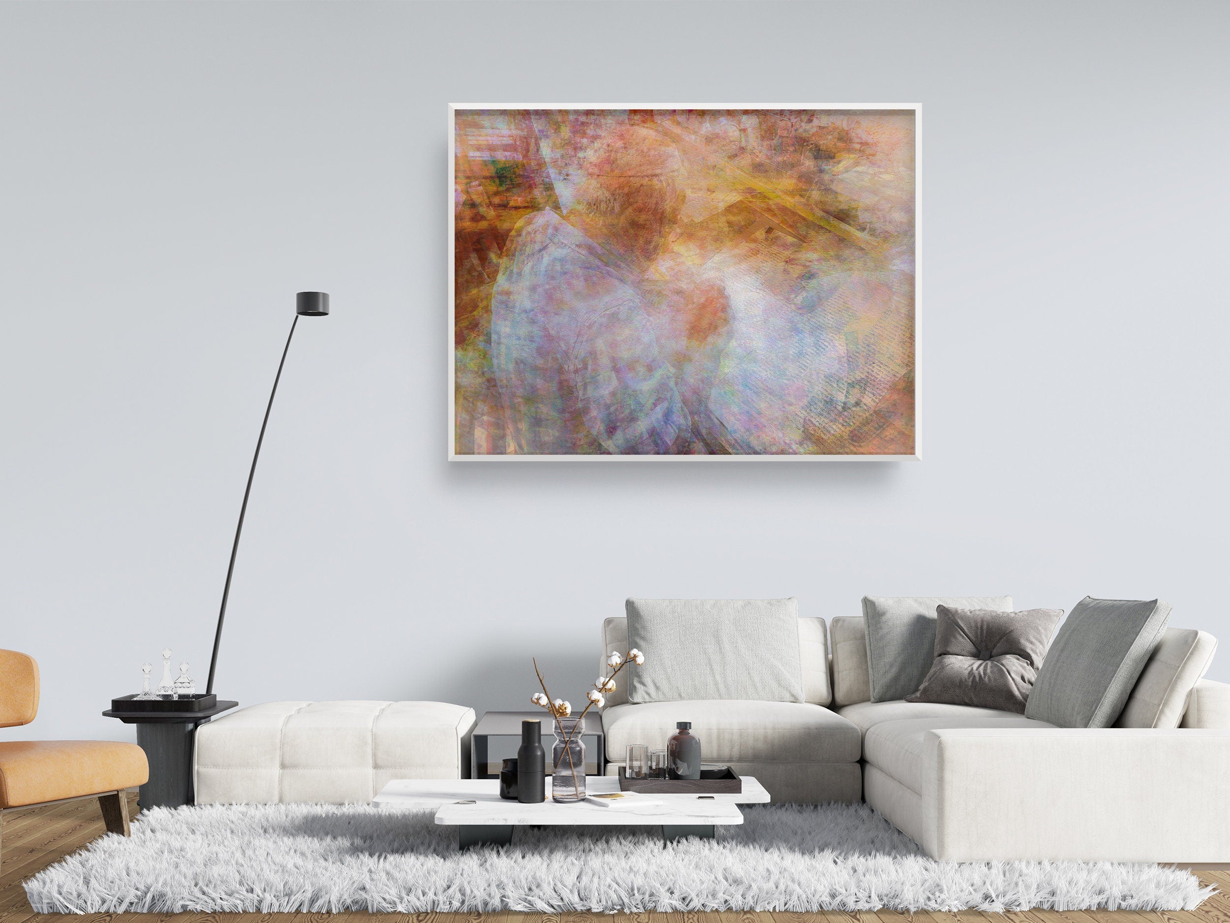 Scribe Rabbi Writing Torah Old Bible Scroll — Colorful Jewish Wall Art Impressionist Painting