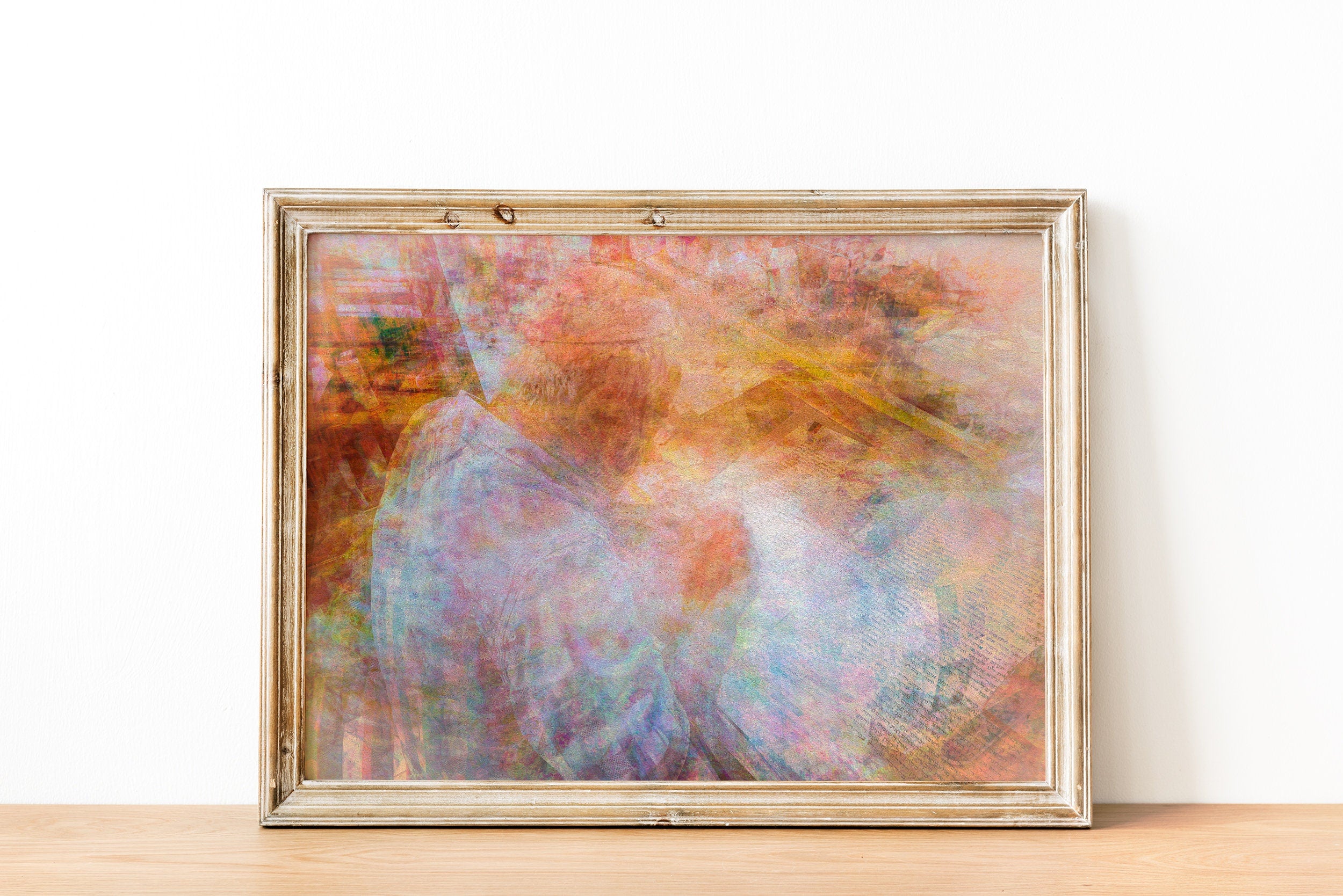 Scribe Rabbi Writing Torah Old Bible Scroll — Colorful Jewish Wall Art Impressionist Painting
