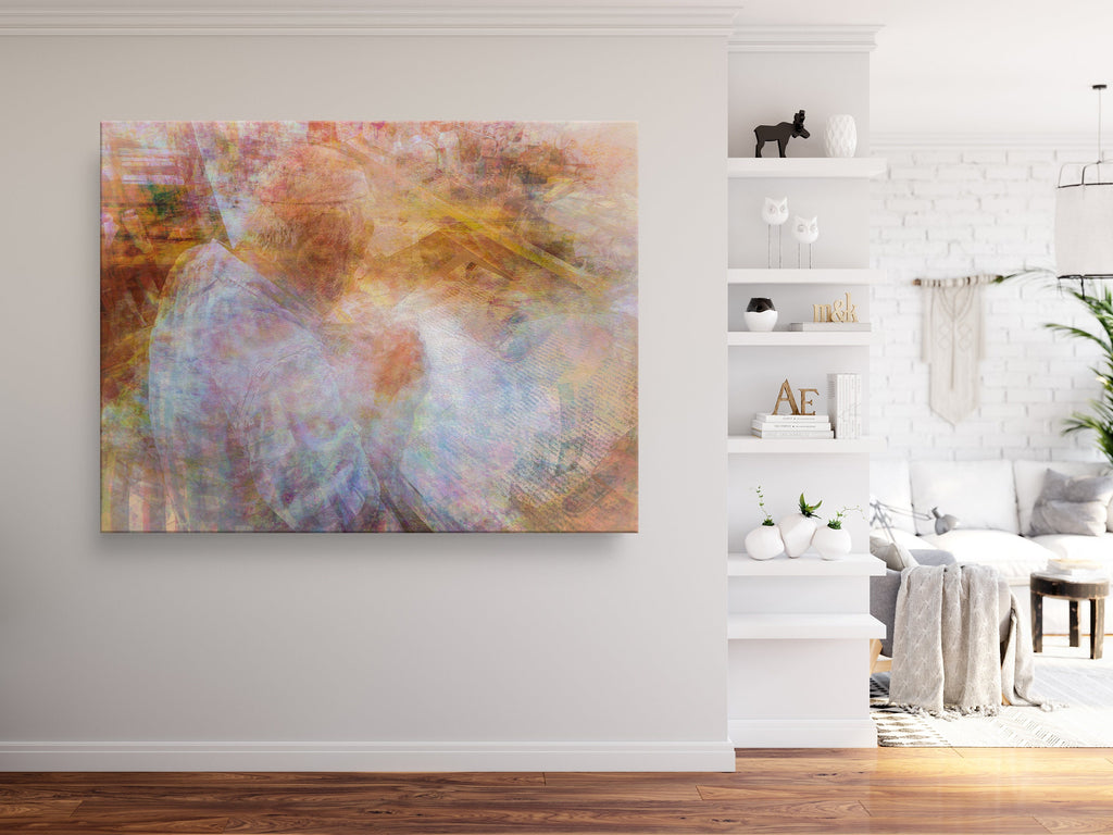 Scribe Rabbi Writing Torah Old Bible Scroll — Colorful Jewish Wall Art Impressionist Painting