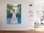 Jerusalem Blue Garden Patio Door Print: Bakaa Neighborhood Travel Photography