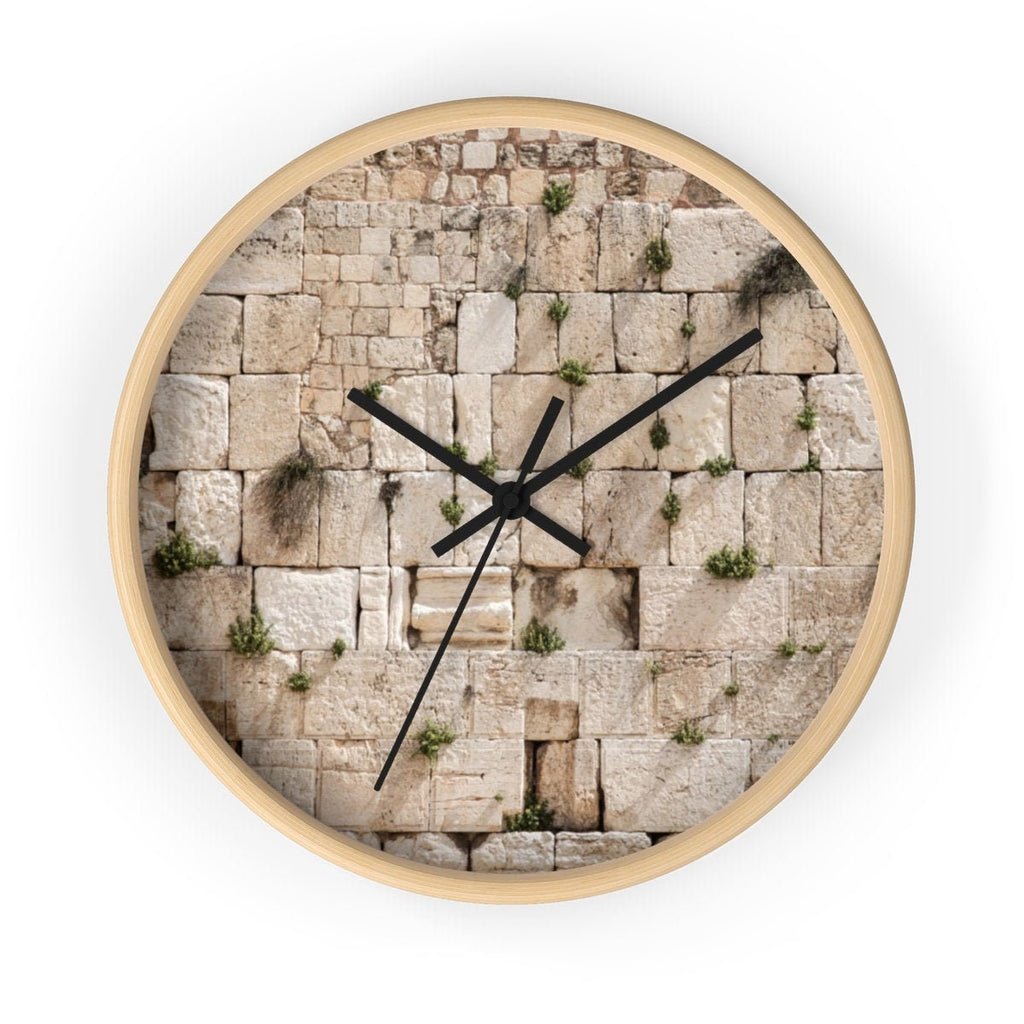 Jerusalem Kotel Western Wall Clock — Wooden Wall Clock with Western Wall Background