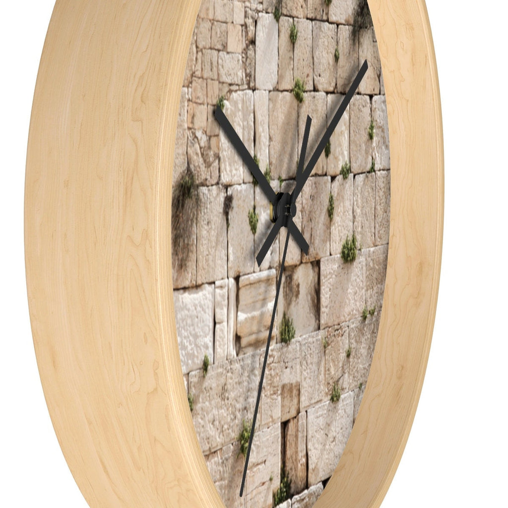Jerusalem Kotel Western Wall Clock — Wooden Wall Clock with Western Wall Background