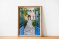 Jerusalem Blue Garden Patio Door Print: Bakaa Neighborhood Travel Photography