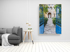 Jerusalem Blue Garden Patio Door Print: Bakaa Neighborhood Travel Photography