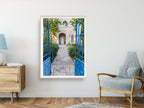 Jerusalem Blue Garden Patio Door Print: Bakaa Neighborhood Travel Photography