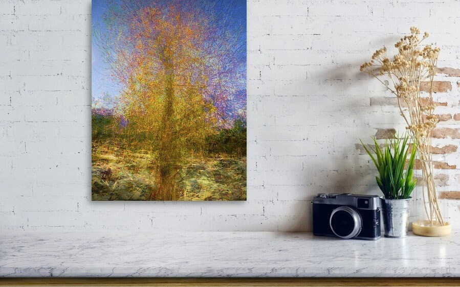 Gold Tree Painting by Night — Canvas
